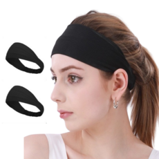 Cimile涼感運動髮帶, 黑色, 2個