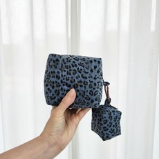 Chouchouroum 豹紋雙件組 化妝品衛生棉收納包 2件組, 海軍藍