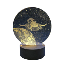 USB宇宙造型LED小夜燈, 原木