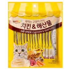 Tamsaa 貓肉泥條 Set 20入, 雞肉+海鮮, 280g, 1袋