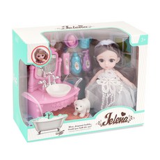 LET'S TOY Hello Jelena球形關節娃娃化妝間玩具組, 16厘米, 雷納