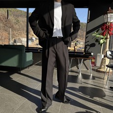 Meosidda 男士標準寬鬆版單排扣西裝上下套裝