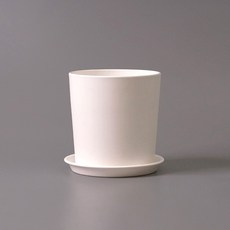 morningscent 室內裝飾塑膠植物換盆花盆 + 託盤組, 潔淨白, 1套