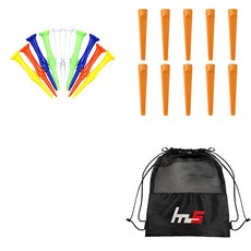 NAYASTYLE 塑膠高爾夫長Tee GFYP-181 10入 + 塑膠高爾夫長Tee 185-4PU 10入 + 收納袋套組, 隨機出貨(GFYP-181), 橘色(185-4PU)