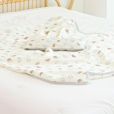 ahtty blanc 人造絲枕芯 + 枕頭套 2件 + 毯子組