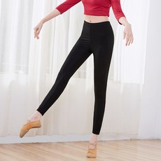 Malltoday 女款芭蕾女神芭蕾瑜珈棉質長褲內搭褲, 14 黑色