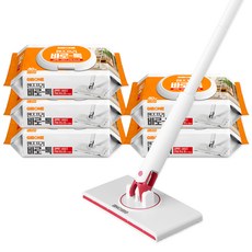 GIBONE 加長10公分迷你即用式拖把 + 專用濕拖巾40張 x 5包組, 1套