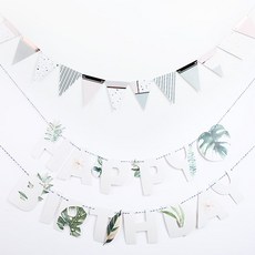 PARTYHAE 紙質生日派對字母掛旗 熱帶 + 雪花粉, 1套, 混色