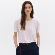 앤클라인 여성용 통기성 린넨 포켓 셔링 티셔츠