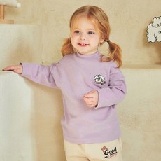 mollimelli 兒童款Everyday半高領蜜桃絨刷毛長袖T恤