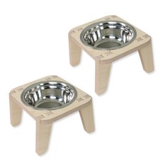 UNCLE PET 寵物方形餐桌飯碗 1口, 2個, 米色(底座)