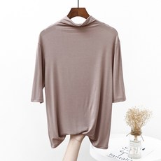 셀레네 여성용 하프넥 솔리드컬러 반팔 티셔츠