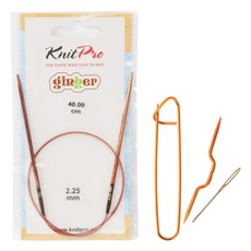 KnitPro 姜線針 40cm x 2.25mm + 鼻塞針 + 扭針 + 墊針套組, 1套, 木頭（角色針），隨機發貨（消光針）