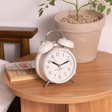 Benjamin 現代圓形鬧鐘照明桌鐘, 象牙白