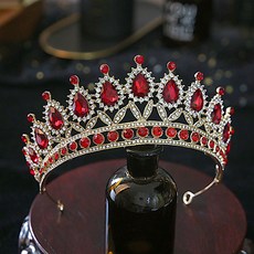 Lunaglam 復古花朵圖案髮帶 水晶皇冠 WC631, 1個, 金色白色