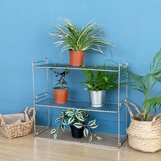 積木盆栽整理架 L 2入 + 底板套組, 銀色, 2層