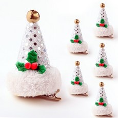 PARTYHAE 可愛的聖誕老人帽子髮夾, 白色, 6個