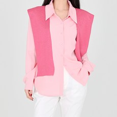 닷이프 여성용 레이어드 숄니트 + 셔츠 세트 T24FW1-A0701