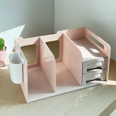 머츠샵 1단 미니 서랍 책상책꽂이, 핑크