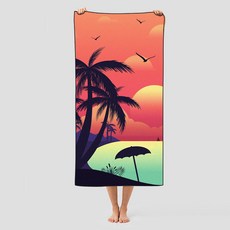 UNHEV 多用途海灘巾 75 x 150 cm, 1個, 02 日落