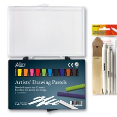 MUNGYO 繪畫粉彩筆+畫筆 4入+砂紙 12入組, 1套, 12色（粉彩）