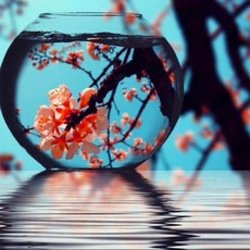 Allode 玻璃瓶中倒映的櫻花裝飾 鑽石畫 DIY套組 50 x 50 cm, NO 03, 1套