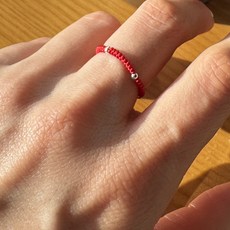 다주드 여성용 925 실버 볼 실크 끈 반지