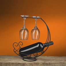 鋼製創意造型酒架杯架 YT_RA191 可掛2支高腳杯, 黑色的, 1個