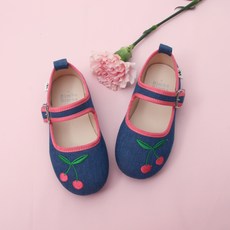 Bimbo Bimba 女童櫻桃布蘭平底鞋