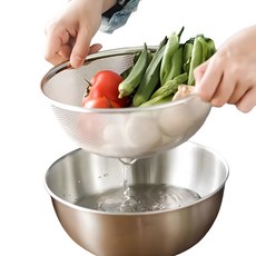 Daily Pick 全不鏽鋼雙層瀝水籃洗滌盆, 托盤+洗碗, 1組