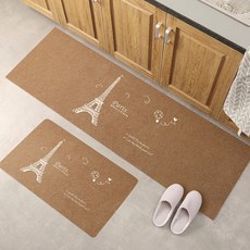 Allup Home 防滑家用廚房腳墊 2p 套裝, TYPE BROWN 埃菲爾鐵塔