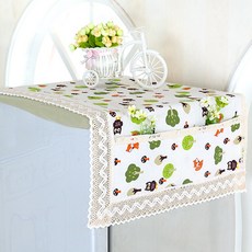 MF商店 口袋亞麻布蕾絲多用途微波爐冰箱洗衣機烘衣機蓋布, C款