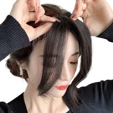 HiYuni 側邊瀏海髮片 36cm, 1個, 棕黑色