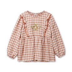 Perimitz 女童荷葉邊格紋襯衫 P2231B353