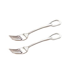 手柄不鏽鋼高級甜點叉, 單色, 2個