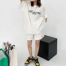 MEICHEL 寶赫寬鬆版型短褲短袖T恤夏季休閒套裝 10405