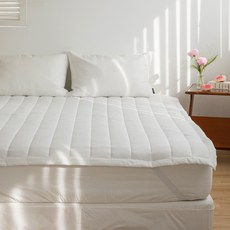 헬로우슬립 여름 듀라론 냉감 고정밴딩 침대패드, 퓨어화이트