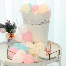 LACEVINE 棉球燈 20顆 電池款, 薄荷粉