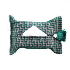 JCP 千鳥格流蘇面紙套, 綠色