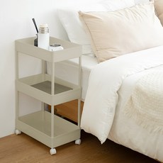 KAZT 洛伊德移動式縫隙三層收納層架推車, 灰米色