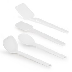 Reborn.J 矽膠廚具 4件組, 白色, 勺子+鍋鏟+炒勺+鍋鏟, 1組