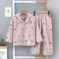 스타빈 아동용 학생 패턴 긴팔 잠옷 상하의 세트