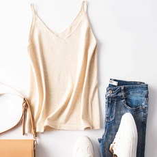 솔레일 여성용 심플 베이직 니트 민소매 나시