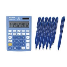 모나미 계산기 MC-102 + 볼펜 FX153 1.0mm 12p, 블루, 1개