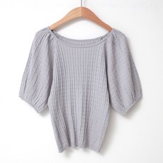 여성용 럽스 포프 라운드넥 퍼프소매 니트