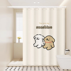 코다치프 욕실 드로잉 방수 화장실 목욕 샤워커튼, 심플 욕실 11, 1개