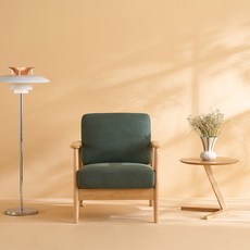 리바트 네오 뉴탐 패브릭 1인용 소파 방문설치, 내추럴(목대), 딥그린(패브릭)
