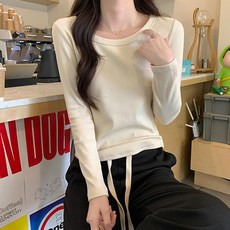 레몬소울 여성용 고밍 라운드넥 긴팔 티셔츠