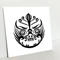 HTP 傳統圖案瓷磚相框 鬼面紋瓦當 K0623 5489, 1個