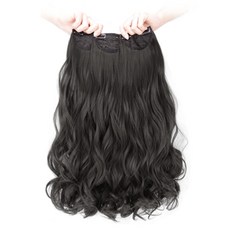 VV GABAL 接髮 局部波浪髮片假髮 50cm, 自然黑, 3個